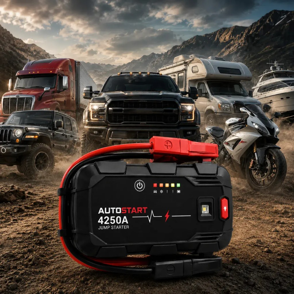 Autostart 4250A jump starter for cars, trucks, campers, motorbikes and boats