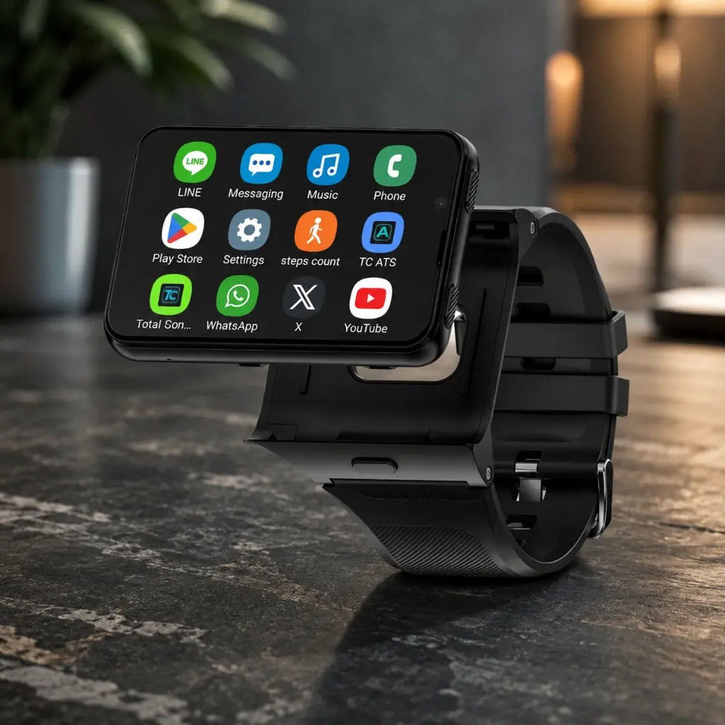 Lunaro smartwatch con schermo ribaltabile e icone app